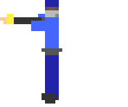 A blue soldier firing