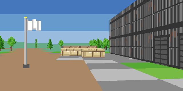 The factory yard, flag B