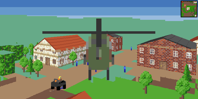 A helicopter over the town, hunting