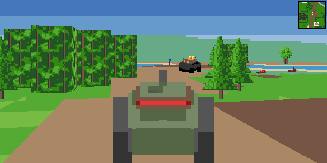 Driving a tank along the road to a contested flag